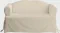 SureFit Home Décor Cotton Duck Solid T-Cushion Loveseat One Piece Slipcover, Relaxed Fit, 100% Cotton, Machine Washable, Natural Color