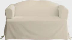 SureFit Home Décor Cotton Duck Solid T-Cushion Loveseat One Piece Slipcover, Relaxed Fit, 100% Cotton, Machine Washable, Natural Color