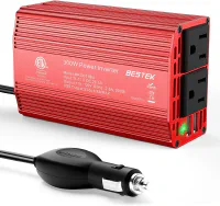 BESTEK Power Inverter DC 12V to AC 110V - 300W Car Plug Adapter Outlet with 4.8A Dual USB Fast Charging Port - Car Charger Cigarette Lighter Adapter for Phone, Laptop on Road Trip - Aluminum Housing