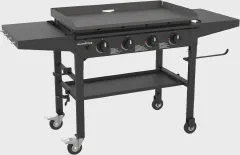 Blackstone 36 Inch 4 Burner 60,000 BTU Portable Steel Griddle Cooking Station with Foldable Legs, Grease Pan, and Storag