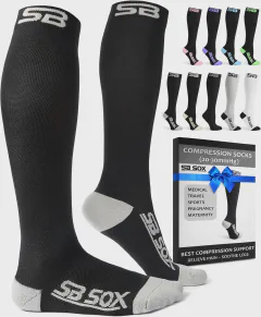 SB SOX Compression Socks for Men & Women (20-30mmHg) – Best Compression Socks for Flying, Medical, Sports, Wide Calf Fit, and Daily Wear