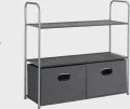 Amazon Basics Freestanding Closet Organizer with Fabric, Sturdy Steel Frame, 4 Shelves and 1 Hanging Rod, Easy Assembly - 60L x 17.7W x 68H, Gray/Black