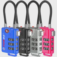 TSA Approved Cable Luggage Locks, Re-settable Combination with Alloy Body