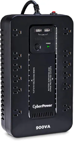 CyberPower ST900U Standby UPS Battery Backup and Surge Protector, 900VA/500W, 12 Outlets, 2 USB Charging Ports, Compact, UL Certified