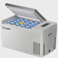 BougeRV 12 Volt Refrigerator 23 Quart Portable Freezer Compressor Cooler 12/24V DC 110~240V AC for Truck Van RV Camper SUV Travel Camping Road Trips Tailgating