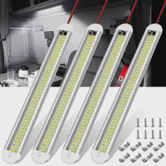 12v LED Interior Light Bar CT CAPETRONIX 120LEDs 1500LM 8W DC 12 Volt led Strip Lights w/ ON/Off Switch for Enclosed Cargo Trailer Car RV Van Truck Lorry Camper Boat Caravan Motorhome (4Pack)