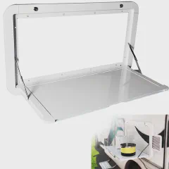 Foldable Rv Tables, 31.5 x 17.7 inchs Campervan Outside Picnic Wall Mounted Table, Premium Aluminum Alloy Folding Wall Table Lockable Wall Table Kit for Campervans and Motorhomes