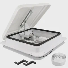 RVMATE 14x14 Universal RV Roof Vent Fan, White 12V RV Vent w/ 6" Blades, Fit for Camper Trailer Enclosed Trailer Roof Vent