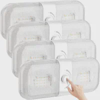 LILTSDRAE RV Lights Interior 1700LM 3 Color 12V Volt Led Light Super Bright 120 LEDs Dome Light Fixture for RV Accessories Camper Car Trailer Boat (Crystal Finish Cold Warm Natural Light) 4PCS