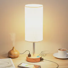 Fenmzee Bedside Table Lamp for Bedroom - 3 Way Dimmable Touch Lamp USB C Charging Port