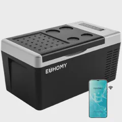 EUHOMY 12 Volt Refrigerator 19QT(18L) Compressor Electric Cooler APP Control Car Fridge -4℉~68℉ Portable Refrigerator 12/24V DC 100-240V AC