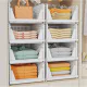 SNSLXH 5 Pack Stackable Closet Storage Basket, Multifunctional & Foldable Closet Organizer for Bathroom Kitchen Laundry Room Wardrobe Storage, Space-Saving Clothes Storage Drawer Organizer, White