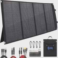 PPQ 100W Portable Solar Panel Kit 18V/6A, 9lb Foldable Briefcase Solar Charger w/ 24% Efficiency, 3 Cables & 16 Outputs for All Camping Power Station, RV Battery, Phones, IP67 Waterproof