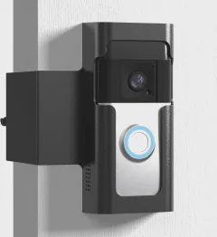 Anti Theft Ring Doorbell Mount - Renter Friendly Ring Doorbell Holder for Apartment Door, No Drill Adjustable Door Clamp, Steel Housing, Fits 2020+ Ring Battery Doorbell