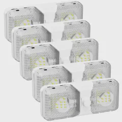 RVGUARD RV LED Ceiling Double Dome Light, 12V LED Lights, Interior Light with Adjustable Brightness & Memory Function, 6500K Cold White, for RV, Trailer, & Camper Van, 5 Pack