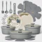 Carote 20pcs Ceramic Cookware Set with Detachable Handles, Pots and Pans Set Non Stick, RV Kitchen Cooking Pot and Pan, Dishwasher Safe, Non-toxic Induction Cookware PFAS and PFOA Free, Grey