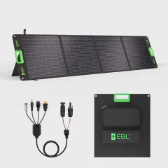 EBL 200W Portable Solar Panel for Power Station, Foldable Solar Charger w/ 4 Kickstands, IP65 Waterproof Solar Panel Kit w/DC XT60 Anderson Aviation Output for Outdoor RV Camper Blackout