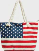 American Flag Canvas Tote Bag with Zipper — Patriotic Travel Shoulder Bag